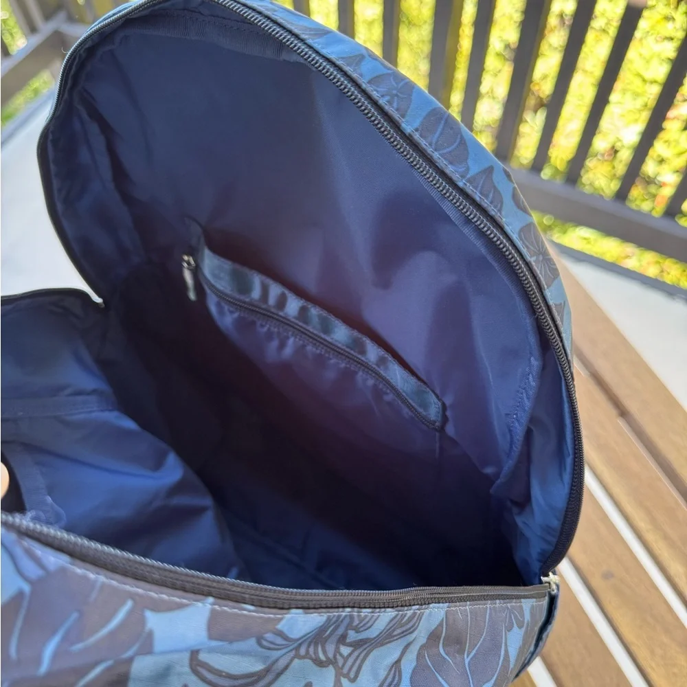 Lesportsac Blue and Black Leaf Backpack - Picture 6 of 9